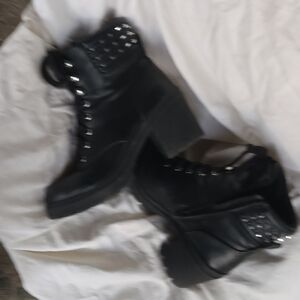 NOBO Black Studded Combat Boots